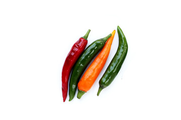 Chili peppers on a white background.