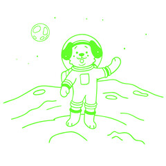 astronaut cartoon dog character