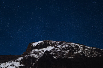 A sky full of stars in front of Mount Kilimanjaro in Tanzania Africa