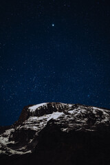 A sky full of stars in front of Mount Kilimanjaro in Tanzania Africa