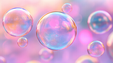 Naklejka premium Burbujas de jabón flotando sobre fondo colorido y difuminado