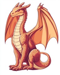 Fototapeta premium Medieval dragon tattoo illustration in classic on white background