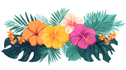 Floral tropical cartoon isolated on white background