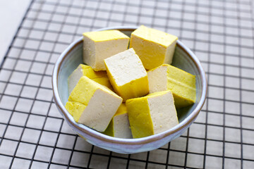 Soy tofu cubes, Tofu soy bean curd