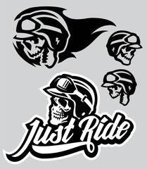 Skull in motorcycle helmet	 Logo