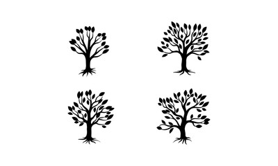 Image of Tree Silhouette, tree, leaves, simple, branches