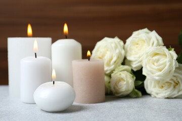 Beautiful composition with candles on the table
