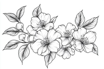 Japanese cherry blossom branch in oil painting  tattoo