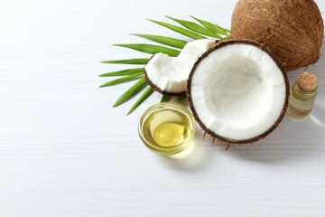 Bowl of coconut oil on table