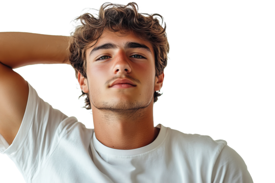 Young man posing confidently with casual style