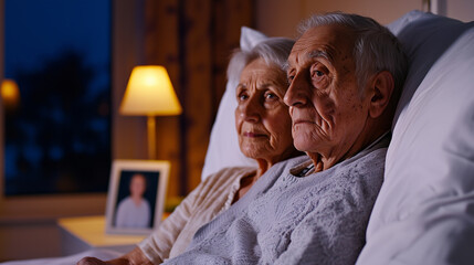 Elderly couple shares moment of connection in hospital room
