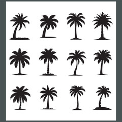 Modern Logotype Featuring Elegant Palm and Coconut Tree Silhouettes
