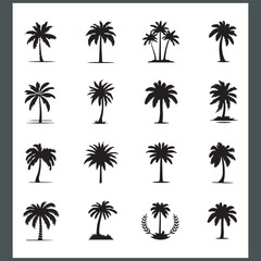 Modern Logotype Featuring Elegant Palm and Coconut Tree Silhouettes