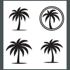 Modern Logotype Featuring Elegant Palm and Coconut Tree Silhouettes