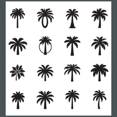 Captivating Palm Tree and Coconut Tree Silhouette Logo Design on a Crisp White Background