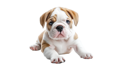 Cute puppy resting with big expressive eyes