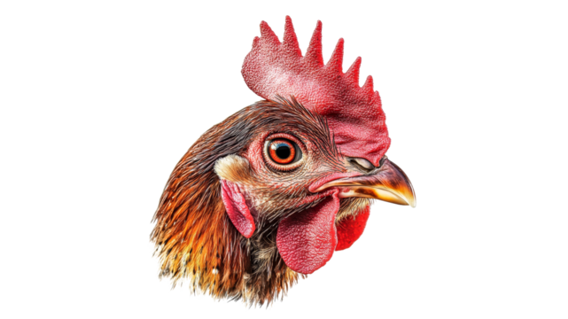 Vibrant close up of a roosters head