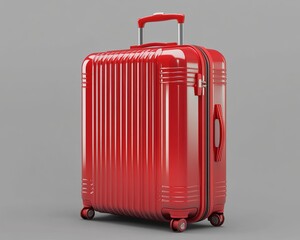 Modern   of red suitcase on gray background