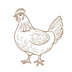 Continuous Line Art Illustration of a Hen for a Modern Farm Logo