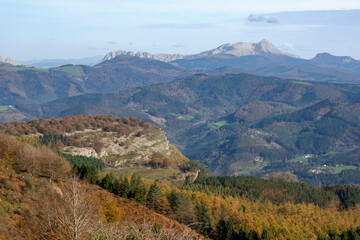 Beautiful landscape of the Gorbea natural Park on a sunny autum day