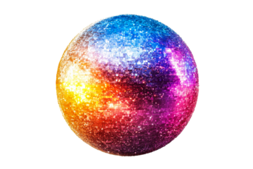 Reflective disco ball casting vibrant light