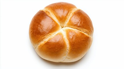Golden Brown Bread Roll On White Background