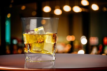 A classic whiskey cocktail on bar counter
