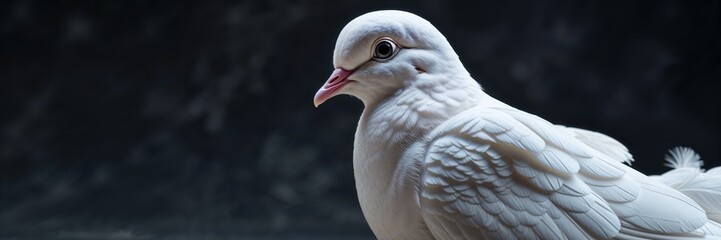 Zoomed in Close Up of White Dove, Feather Bird Wings