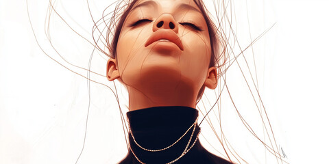 Minimalist Luxury Art of a Woman with Gold and Black Tones