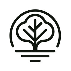 Stylized tree illustration in circular frame