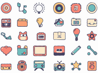 Chic Retro Icons for Media and Editorial Use