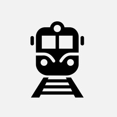 Fototapeta premium Black train icon on rail tracks