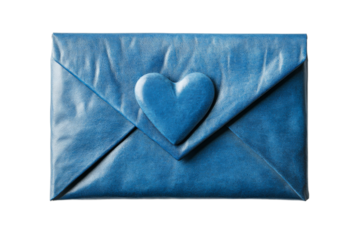 Stylish blue envelope with heart shaped closure