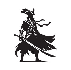 Pirate with sword silhouette vector illustration
