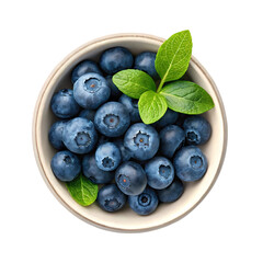 blueberries in a bowl top view on transparent background PNG 