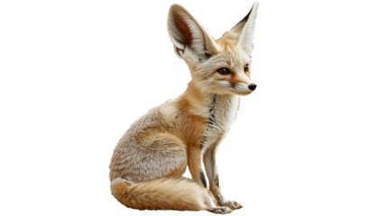 Fennec fox sitting gracefully in the desert sun