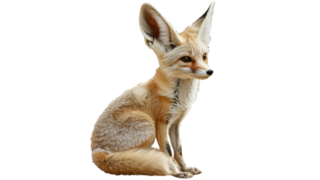 Fennec fox sitting gracefully in the desert sun