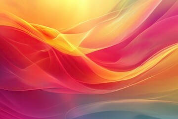 Fototapeta premium Background of yellow and pink delicate transparent fabric flowing in waves