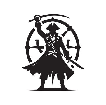 recommend clip art: Pirate with sword silhouette vector illustration
                    