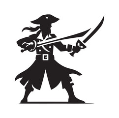 Pirate with sword silhouette vector illustration
