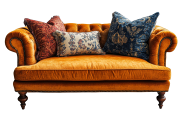 Elegant vintage sofa with decorative pillows
