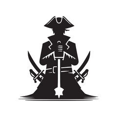 Pirate with sword silhouette vector illustration

