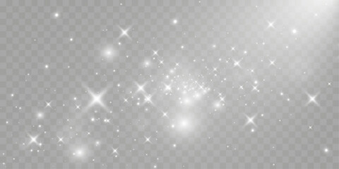 Glowing stars, sparkles, light streaks, and shimmering particles on transparent background for overlays and magical effects.
