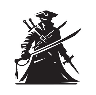 recommend clip art: Pirate with sword silhouette vector illustration
                    