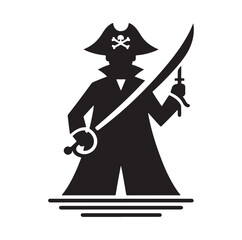 Pirate with sword silhouette vector illustration
