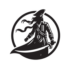 Pirate with sword silhouette vector illustration
