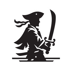 Pirate with sword silhouette vector illustration