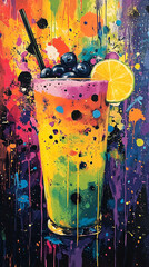 abstract colorful mega smoothie drink