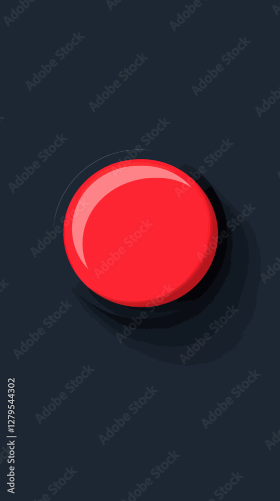 Poster minimalist stylized red button vector for web or icon design template