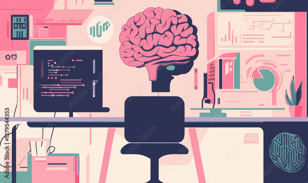 Poster ai neural network in creative robotics with minimalist vector art